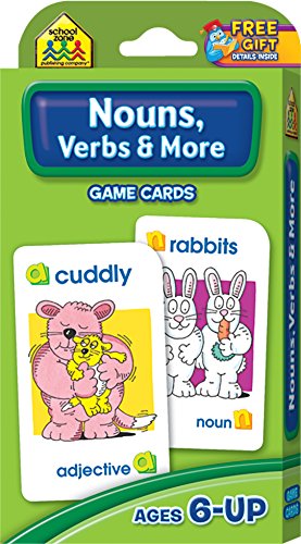 SCHOOL ZONE - Nouns, Verbs & More Game Cards, Ages 6 and Up, Grammar, Parts of Speech, Word-Picture Association, Sentence Structures, Focus, and More