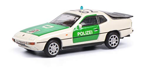 Schuco Porsche 924, versión de policía, Modelo de vehículo a Escala 1:87, Blanco/Verde (452650000)