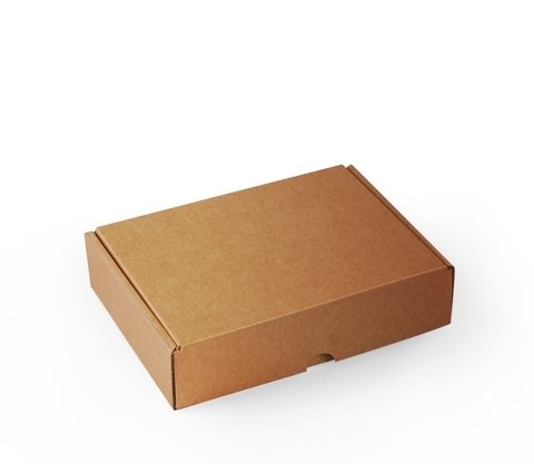 Selfpackaging Caja Rectangular automontable en cartón microcanal Color Kraft. La Caja envíos Postales - S