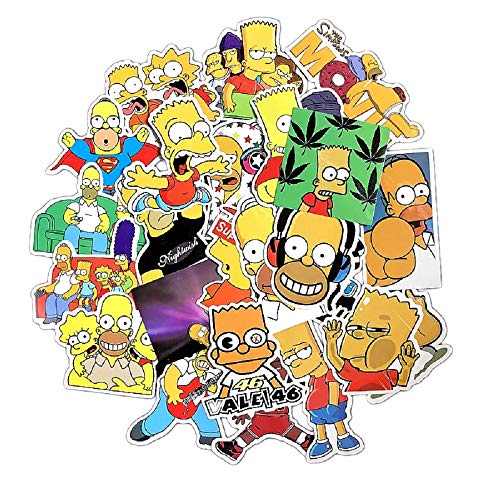SetProducts  Top Pegatinas! Juego de 24 Pegatinas de The Simpsons Vinilos - No Vulgares - Fashion, Estilo, Bomba, Simpson - Personalización Portátil, Equipaje, Moto, Bicicleta, Moto.