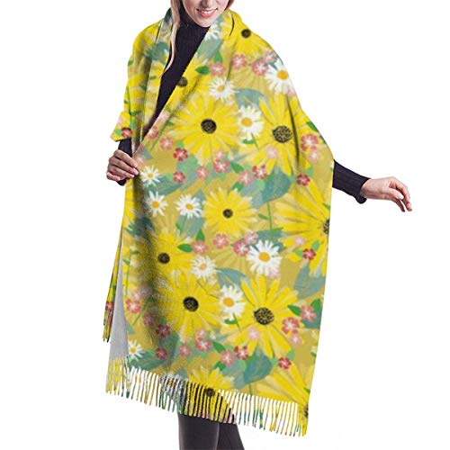 shenguang Chales abrigos Sunflowers On Gold Women’s Oversiz Shawl or Warm Wrap Winter Scarves Blanket Scarf Mask Pashmina Cape