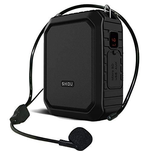 SHIDU Amplificador de voz Bluetooth microfono con altavoz,18W voice amplifier impermeable personal portátil recargable de,para de altavoz maestros, guías turísticos, yoga, profesor ect
