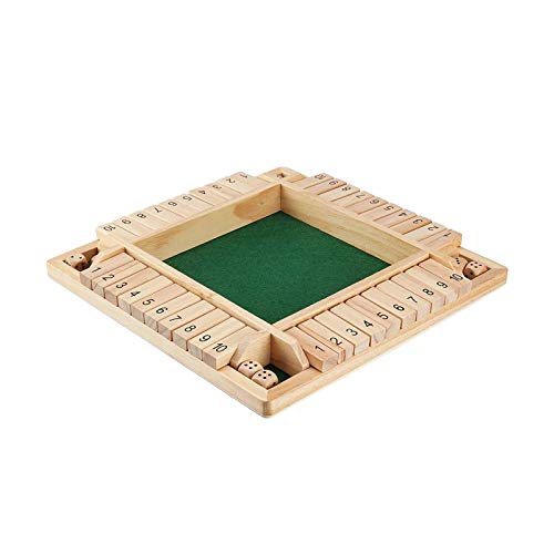 Shut The Box - Juego de dados de madera matemático tradicional para pub, 2 a 4 jugadores, 23 x 23 cm, 2 dados
