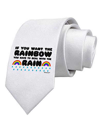 Si quieres la corbata blanca estampada con cita del arcoíris