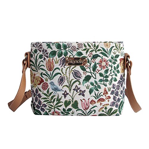 Signare Tapiz mochila bandolera mujer bolsos pequeños mujer con diseño de flores y criaturas de jardín (Flor de primavera)