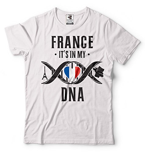 Silk Road Tees Francia Camiseta de los Hombres de nacionalidad Francesa Patriota Francia Día Camiseta Small Blanco