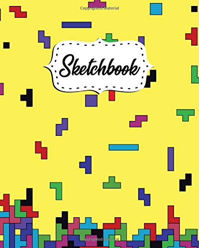 Sketchbook: Nifty Blank Sketch Pad & Journal with 100 White Pages, 8x10 - Art Notebook for Drawing, Sketching & Doodling - Pretty Retro Tetris Game