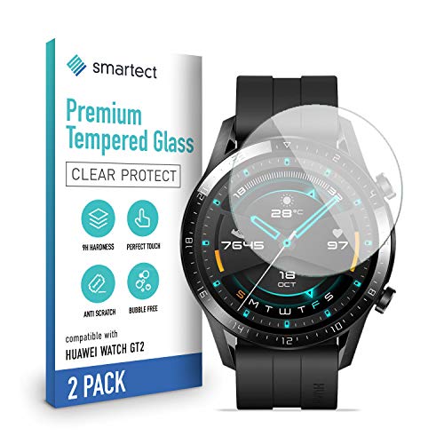 smartect Cristal Templado para Móvil Huawei Watch GT2 [2 Unidades] - Protector de pantalla 9H - Diseño ultrafino - Instalación sin burbujas - Anti-huella