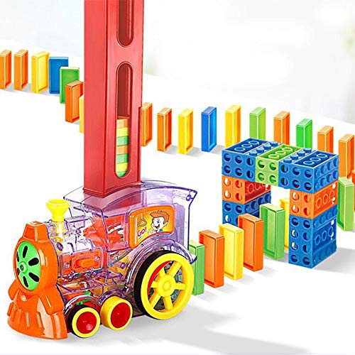 smilerr Domino Train, Domino Blocks Set, Building and Stacking Toy Blocks Domino Set para Juguetes de 3-7 años, Modelo de Tren eléctrico con Sonido Ligero, Regalos creativos para niños Remarkable