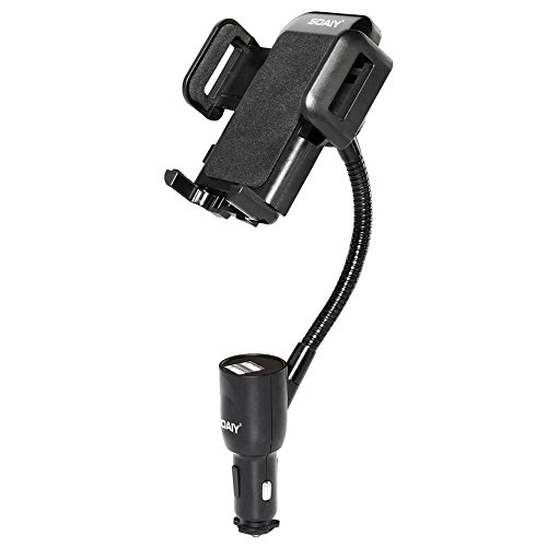 SOAIY-Soporte universal 3-en-1 para coche con cargador dual USB, batería de automóvil LED 3.1A, compatible con Smarthpones, iPhone, Samsung