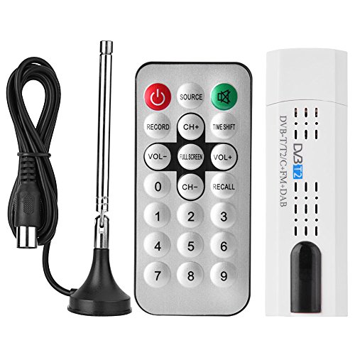 Socobeta USB 2.0 DVB-T2 DVB-T DVB-C Receptor Set Digital FM + Dab + SDR HDTV TV Tuner sintonizador con Control Remoto de Antena para PC
