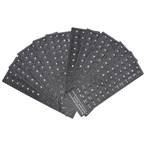 SOLUSTRE 10Pcs Pegatinas de Teclado Universales en Español Calcomanías de Teclado de Computadora Piel Fondo con Letras Blancas para Computadora Portátil de Escritorio SOLUSTRE 10Pcs Pegatinas de Teclado Universales en Español Calcomanías de Teclado de Computadora Piel Fondo con Letras Blancas para Computadora Portátil de Escritorio