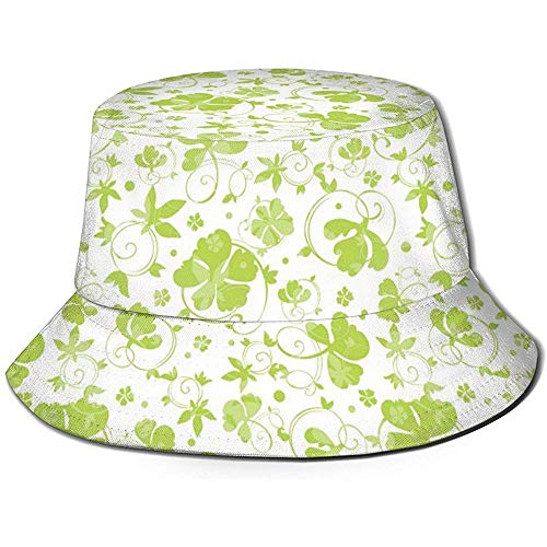 Sombrero de Cubo Unisex Suplemento de trébol del Primer día de San Patricio Impreso Sombrero para el Sol al Aire Libre Sombrero de Verano al Aire Libre