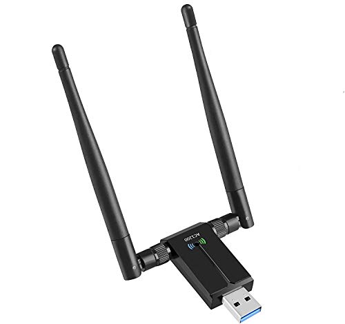 SP-Cow Antena WiFi 1200Mbps Adaptador WiFi USB 3.0 WiFi Adapter 5dBi Receptor 802.11ac WiFi Dual Band (5.8G/867Mbps 2.4G/300Mbps) para PC/Laptop/Desktop,Soporte Windows10/8/7/Vista/XP,Linux,MacOS X