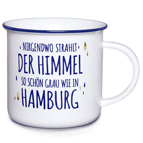 Stadt-teile.de - Taza grande con texto en alemán "Cielo" - de porcelana - hecha a mano en el norte - Incluye etiqueta de regalo con lazo de satén - 400 ml