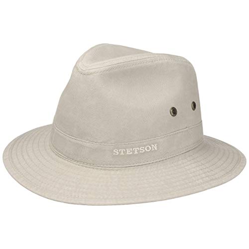 Stetson Sombrero Organic Cotton Traveller Hombre - de Tela Sol con Forro Primavera/Verano - M (56-57 cm) Beige Claro