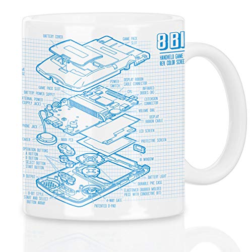 style3 8 Bit Videoconsola Portátil Cianotipo Taza con motivo style3 8 Bit Videoconsola Portátil Cianotipo Taza con motivo