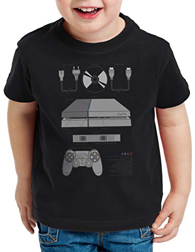 style3 PS4 Gamer Camiseta para Niños T-Shirt videoconsola Pro VR, Color:Negro, Talla:140