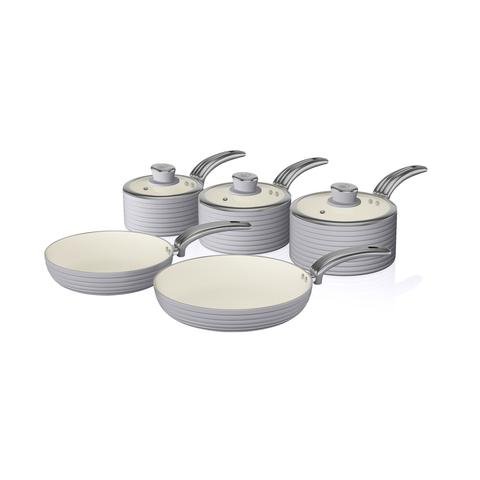 Swan SWPS5020GRN Batería de Cocina Antiadherente, Cerámica, Incucción, 2 Sartenes 20/28 cm, 3 Cacerolas 16/18/20 cm, Gris, Metal, 31.50 x 48.00 x 15.00 cm, 5 Set Swan SWPS5020GRN Batería de Cocina Antiadherente, Cerámica, Incucción, 2 Sartenes 20/28 cm, 3 Cacerolas 16/18/20 cm, Gris, Metal, 31.50 x 48.00 x 15.00 cm, 5 Set