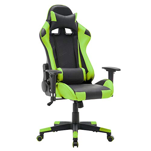 T-LoVendo TY-OC-RC1-GREEN Silla Gaming Oficina Racing Sillon Gamer Despacho Profesional Videojuegos PC