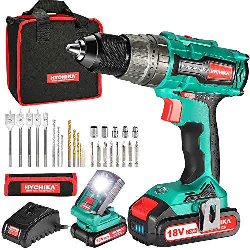 Taladro Atornillador Brushless 18V, HYCHIKA 60Nm Taladro Percutor a Batería, 2×2.0Ah Baterías de Litio, Carga Rápida 1 Hora, Iluminación LED, 21+3 Ajustes Par, 28 Accesorios Taladro Atornillador Brushless 18V, HYCHIKA 60Nm Taladro Percutor a Batería, 2×2.0Ah Baterías de Litio, Carga Rápida 1 Hora, Iluminación LED, 21+3 Ajustes Par, 28 Accesorios