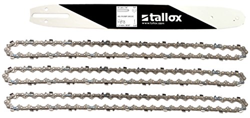 tallox 1 Espada y 3 Cadenas de Sierra 3/8" 1,3 mm 52 eslabones 35 cm Compatible con Oregon Bosch Dollmar Hitachi Echo Einhell Makita Husqvarna y Otras tallox 1 Espada y 3 Cadenas de Sierra 3/8" 1,3 mm 52 eslabones 35 cm Compatible con Oregon Bosch Dollmar Hitachi Echo Einhell Makita Husqvarna y Otras