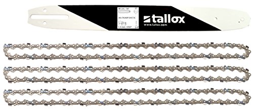 tallox 1 Espada y 3 Cadenas de Sierra 3/8" 1,3 mm 57 eslabones 40 cm Compatible con DOLMAR, Echo, EINHELL, HITACHI y Otras tallox 1 Espada y 3 Cadenas de Sierra 3/8" 1,3 mm 57 eslabones 40 cm Compatible con DOLMAR, Echo, EINHELL, HITACHI y Otras