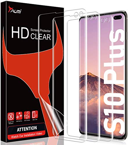 TAURI 3 Piezas Protector de Pantalla para Samsung Galaxy S10 Plus Perfectamente Adaptado Funda Compatible Sin Burbujas HD Clear TPU Protector de Película TAURI 3 Piezas Protector de Pantalla para Samsung Galaxy S10 Plus Perfectamente Adaptado Funda Compatible Sin Burbujas HD Clear TPU Protector de Película
