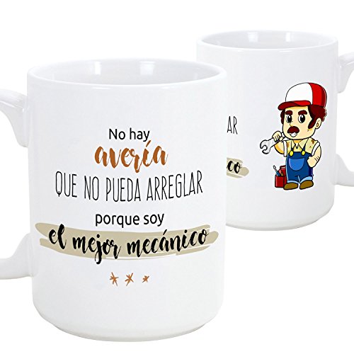 Taza de desayuno original para regalar a trabajadores profesionales - Regalo para mecánicos - No hay avería que no pueda arreglar porque soy el mejor mecánico - Cerámica 350 ml (1 unidad)