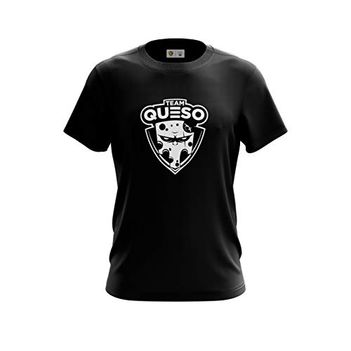 Team Queso Logo Vinilo (Shirt) Camiseta, Negro (Negro Negro), S para Hombre