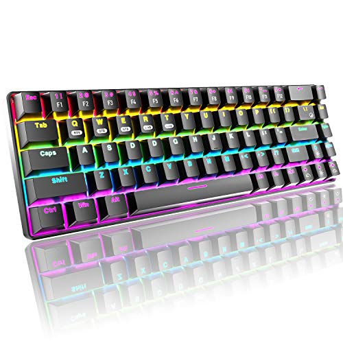 Teclado mecánico 60% para videojuegos, Bluetooth / USB inalámbrico de 2,4 GHz, cable 3 modos, 68 teclas, interruptor azul, 16 efectos de retroiluminación mixtos de arco iris, recargable de 3000 mAh Teclado mecánico 60% para videojuegos, Bluetooth / USB inalámbrico de 2,4 GHz, cable 3 modos, 68 teclas, interruptor azul, 16 efectos de retroiluminación mixtos de arco iris, recargable de 3000 mAh
