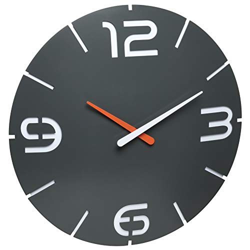 TFA Dostmann Contour Design 60.3536.10 - Reloj de Pared controlado por Radio, tamaño Grande, Color Gris