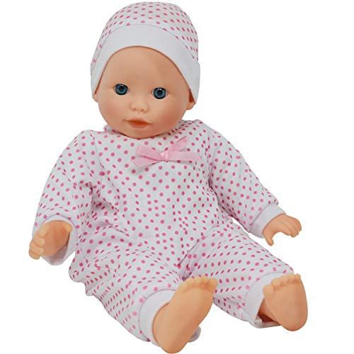 The New York Doll Collection Cuerpo Suave Caucásico Bebé 14 pulgadas / 36 cm Muñeca - Venda Ajuste y Rosado Vestido (Prima Chupete Incluido)