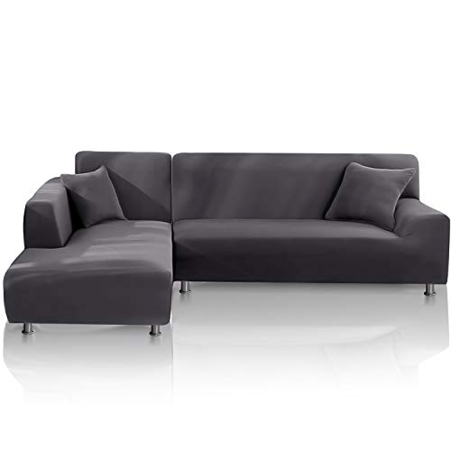 TOPOWN Funda para sofá Chaise Longue Impermeable, Funda para Sofa en Forma L, Funda Chaise Longue Derecho/Izquierdo de 3 Asientos + 3 Asientos, con 2 Fundas de cojín, Gris TOPOWN Funda para sofá Chaise Longue Impermeable, Funda para Sofa en Forma L, Funda Chaise Longue Derecho/Izquierdo de 3 Asientos + 3 Asientos, con 2 Fundas de cojín, Gris