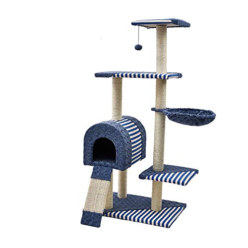 Torre de los Gatos Kitten Tree Cat Watch Climb Blue Classic Toy Jump Table Pet Supplies Son Suficientes For Que Tu Mascota Juegue Árbol del Gato Mascotas