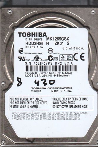 Toshiba MK1246GSX - HDD 2.5" 2.5" 120 GB - Disco Duro (2.5", 120 GB, 5400 RPM)