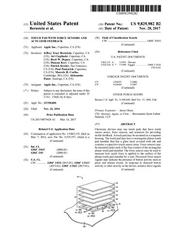 Touch pad with force sensors and actuator feedback: United States Patent 9829982 (English Edition)