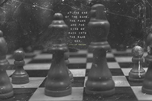 // TPCK // Póster motivacional de ajedrez de 06 "At the end of the game. Impresión fotográfica con cita motivacional, regalo de proverbio italiano, tamaño A4 (21 x 29,7 cm)
