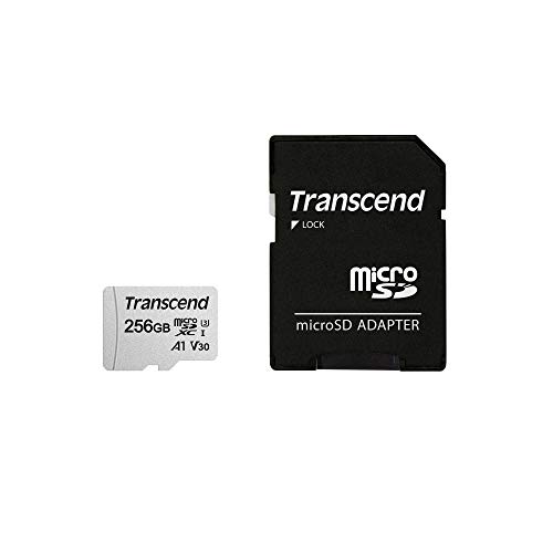 Transcend Usd300S Tarjeta Microsd de 256Gb, Clase 10,, V30, A1, Hasta 95 Mbs de Lectura, con Adaptador Sd