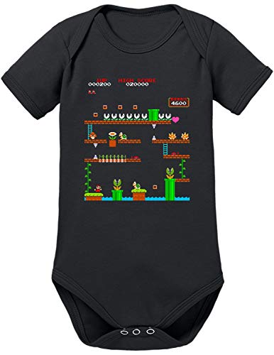 TShirt-People Retro Mario 1UP - Body para bebé, diseño de Donkey negro 3-6 Meses