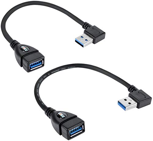 UCEC® Cable Alargador USB 3.0 Alta Velocidad Macho a hembra Extension Cable de 90 Grados Ángulo Adaptador Conector, Ángulo Derecho y Izquierdo - Color Negro (Pack of 2) UCEC® Cable Alargador USB 3.0 Alta Velocidad Macho a hembra Extension Cable de 90 Grados Ángulo Adaptador Conector, Ángulo Derecho y Izquierdo - Color Negro (Pack of 2)