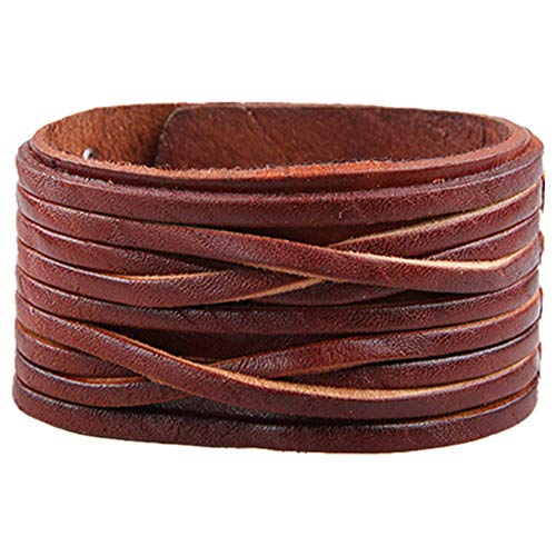 UGBJ Pulsera De Cuero Premium Pulsera de Cuero Ancha Punk exagerada 9 Pulsera de Cuero Ligera Tejida de Cuero Doble de muñeca de Cuero para Hombres UGBJ Pulsera De Cuero Premium Pulsera de Cuero Ancha Punk exagerada 9 Pulsera de Cuero Ligera Tejida de Cuero Doble de muñeca de Cuero para Hombres