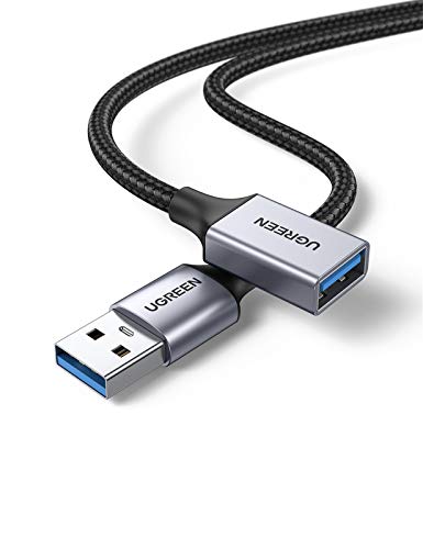 UGREEN Cable Alargador USB 3.0 Cable Extension USB Tipo A Macho a Hembra Extensor 5 Gbps para Ordernador, Disco Duro Externo, Impresora, Ratón, Teclado, Hub, Pendrive, Mando de PS3, VR Gafas,2 Metros