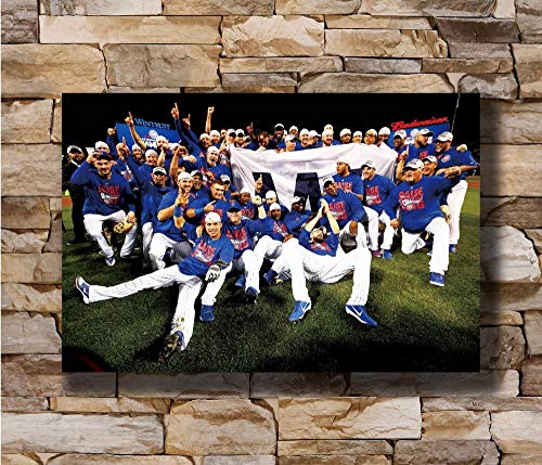 UIOLK Impresiones en Lienzo Campeón del Campeonato Mundial de 2016 Chicago Cubs Cartel de Seda Arte impresión en Lienzo en Blanco y Negro decoración Aniversario Regalo Navidad