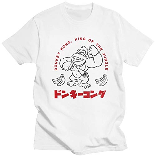 Unique Mens Donkey Kong T Shirt Funny Short Sleeved Crewneck Cotton Tshirt Designer T-Shirt The Gorilla tee Tops Clothes-White,S