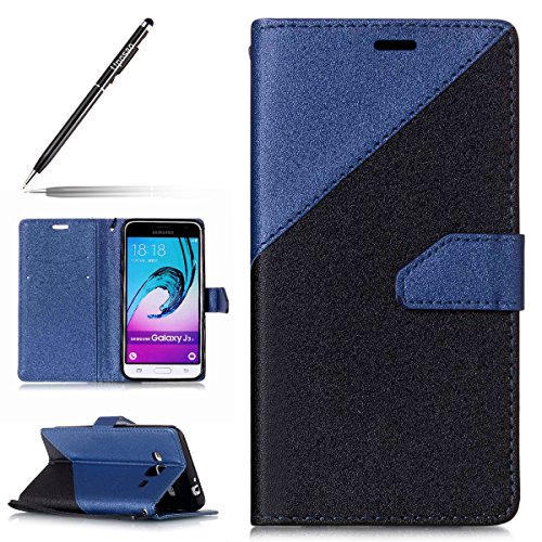 Uposao Funda Samsung Galaxy J3 2016 Piel PU Cuero Libro Billetera Tapa Libro Flip Cover Funda Soporte Plegable Ranuras Tarjetas,Cierre Magnético Antigolpes Protective Funda Carcasa Galaxy J3 2016