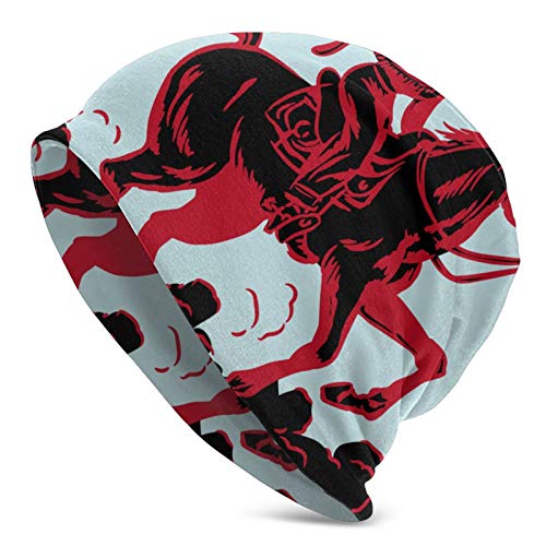 Vaquera vintage del salvaje oeste sosteniendo su sombrero y montando un caballo salvaje al galope levantando nubes de polvo Gorro holgado Gorros Gorro de invierno de punto elástico suave para mujeres Vaquera vintage del salvaje oeste sosteniendo su sombrero y montando un caballo salvaje al galope levantando nubes de polvo Gorro holgado Gorros Gorro de invierno de punto elástico suave para mujeres