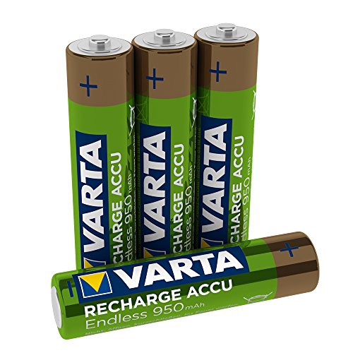Varta Endless AAA 950mAh Rechargeable Battery Níquel-Metal hidruro (NiMH) - Pilas (Rechargeable Battery, Níquel-Metal hidruro (NiMH), 1,2 V, 4 Pieza(s), 950 mAh, Oro, Verde)