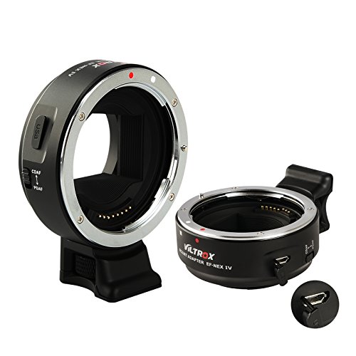 VILTROX EF-NEX IV - Adaptador de Objetivo automático para Canon EF EF-S a Sony E Mount A6300, A6000, A5000, A3000 NEX 7/6 / 5N / 5R / 3 / A7 II
