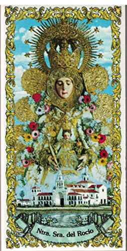 Virgen del Rocío. Azulejo fabricado artesanalmente para decorar. Cerámica para colgar. Calca cerámica (25x40 cms)